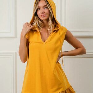 BiBi Ruffled French Terry Hooded Dress‎